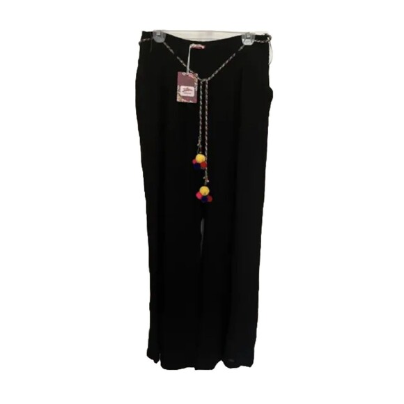 Joe Browns Hit The Beach Wide Leg Elastic Waist Crinkle Pant W/ Pom Poms Size M - Picture 2 of 10